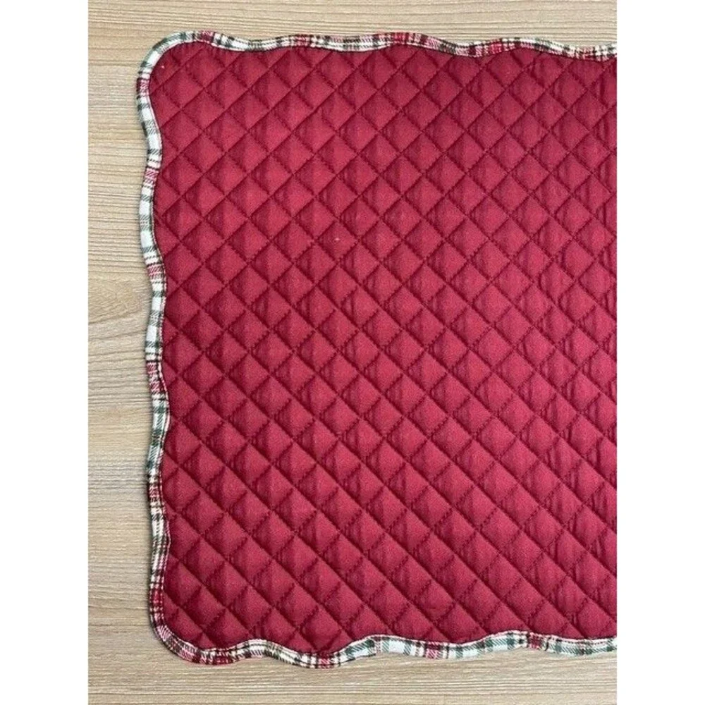 Diagonal Tartan Plaid Christmas Quilted Table Runner Red/Green 70 in x 13.5 in